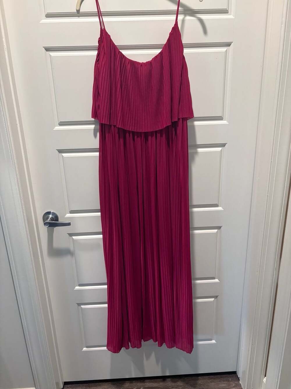 Mango Suit Collection Pleated Magenta Maxi Dress